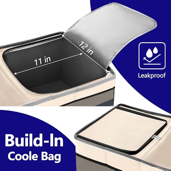 Trunk Organizer with Built-in Insulated Leak Proof Cooler Bag,Collapsible Cargo Organizer for SUV with Non Slip Bottom