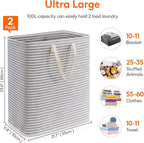 Lifewit 2 Pack Laundry Basket 100L Each, Collapsible Clothes Hamper with Reinforced Handles, Freestanding Waterproof Design f