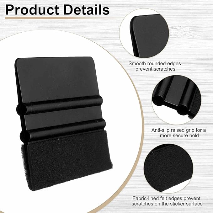 HARFINGTON 10pcs Car Vinyl Scraper 4inch Vinyl Squeegee Felt Edge Squeegee Tool for Car Window Tint Wallpaper Decal Sticker Installation Crafts Car Wrap Paste, Black