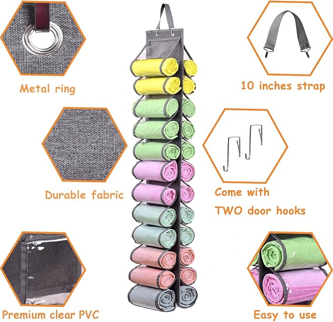 Legging Storage Bag Storage Hanger Can Holds 24 Leggings or Shirts Jeans Compartment Storage Hanger, Foldable Leggings Organi