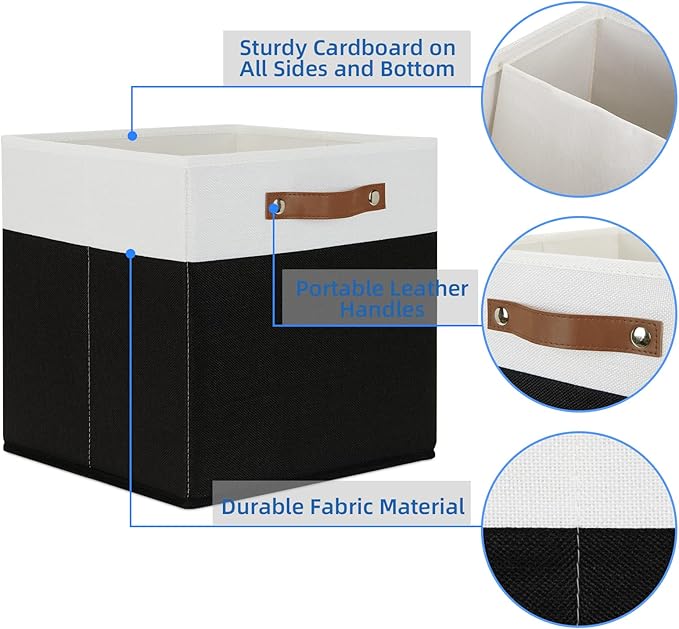 Temary Fabric Storage Bin 4 Pack Cube Storage Bin for Shelf Fabric Cube Storage Basket 13 Inch Cube Storage Bins Foldable Sto