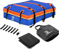 X AUTOHAUX 1000D PVC Waterproof Car Roof Bag Rooftop Cargo Carrier Bag Luggage Carriers for Cars with or without Rack Anti-Slip Mat 6 Door Hooks Set Blue - 15 Cubic Feet