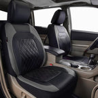 Universal Deluxe Pu Luxury Vinyl Faux Leather Car Seat Covers Full Set, Airbag Compatible, Breathable, Fit for Most Sedans, V