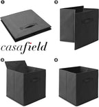 Casafield Set of 6 Collapsible Fabric Cube Storage Bins, Black - 13" Foldable Cloth Baskets for Shelves, Cubby Organizers & M