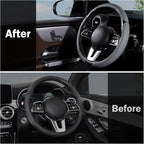 Car Steering Wheel Cover Leather Snap On 3Pcs Set Non-Slip Protector Wrap Steering Wheel Accessories 14.5-15 inch Universal G
