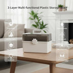 Pulseplay 3-Layer Large Capacity Medicine Storage Box - Portable Plastic Storage Box for Sewing Art Supply, Hair Accessories 