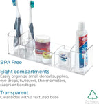 iDesign 43030 Med+ 12" Plastic Divided Vanity Medication and Bathroom Accessory, 12" x 3" x 3.5", Multi-Level Organizer