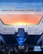 Karltys 3PCS Windshield Sun Shade for 2015-2019 Chevy Silverado/GMC Sierra 2500HD 3500HD, Front and Side Window Sunshade Custom Fit Silverado, Foldable Sun Visor Protector Blocks Heat UV Rays