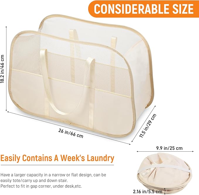 Collapsible Laundry Baskets with Easy Carry Handles, 95L Clothes Hamper for Storage, Foldable Laundry Basket Tear-proof, Larg