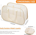 Collapsible Laundry Baskets with Easy Carry Handles, 95L Clothes Hamper for Storage, Foldable Laundry Basket Tear-proof, Larg