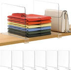 6 Pack 12 Inches [Extra Tall Version] Clear Shelf Dividers for Organization, Acrylic Closet Shelf Vertical Shelves Organizer 