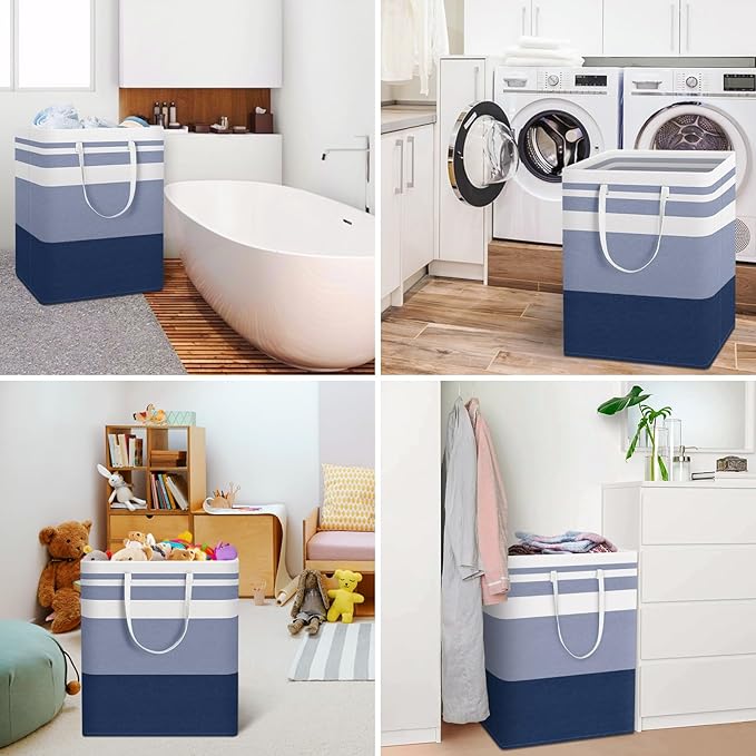 HomeHacks 2-Pack Large Laundry Basket, Waterproof, Freestanding Laundry Hamper, Collapsible Tall Clothes Hamper with Extended