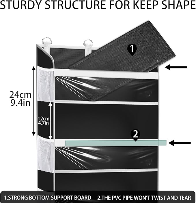KYEVIS Over the Door Hat Organizer for Baseball Caps, Hold up to 60 Hats Rack Storage for Door/Closet/Wall, Clear Pockets Han