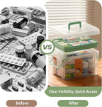 2 Pack Clear Medicine Organizer Storage Box with Tray, Portable Medicine Cabinet with Handle, Plastic First Aid box Empty wit