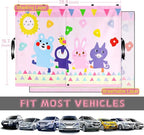 Car Window Shade for Baby, 2pcs Magnetic Auto Sun Shades for Side Windows Double Layer Full & Half Shade Options, Cute Patterns Car Window Curtains for Sun Glare Block
