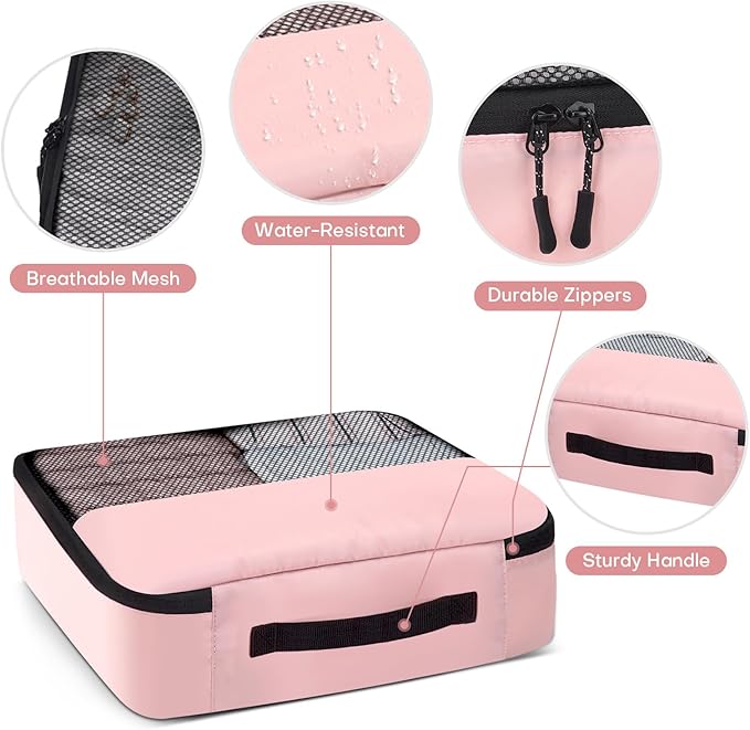 SDGFUI 8 PCS Compression Packing Cubes for Travel Women, Compression Bags Organizer for Luggage Space Saving Travel Essential