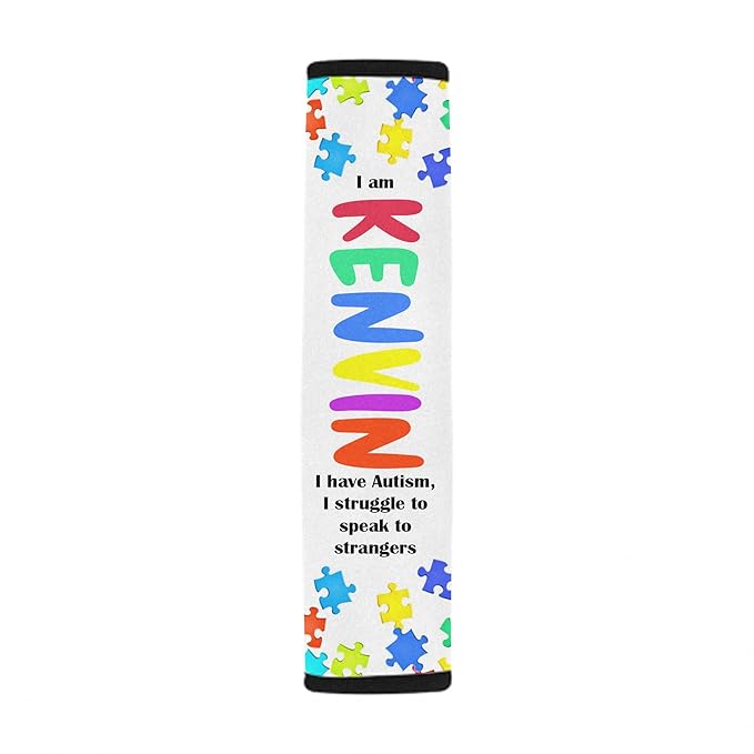 Personalized Name Autism Seat Belt Cover Autism Awareness Medical Alert Autism Seatbelt Cover for Kids Non-Verbal Autistic Special Needs Autism Car Accessories AT16