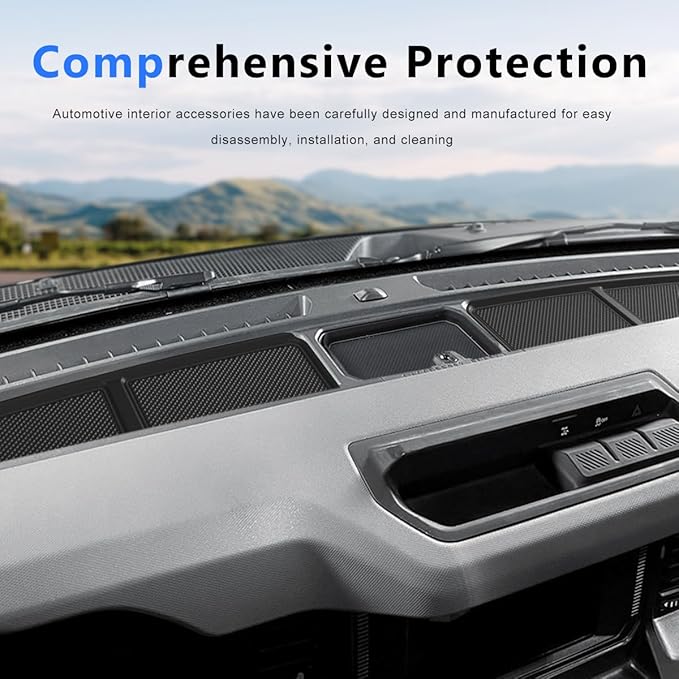 Auovo Dash Cover Tray Compatible with Ford Bronco Accessories 2021 2022 2023 2024 2025 2026 Bronco Silicone Dashboard Mat fit