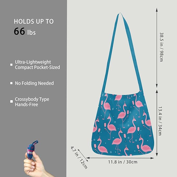 BeeGreen Reusable Grocery Shopping Bag -Travel Tote Bag - Foldable Compact Sturdy Bags