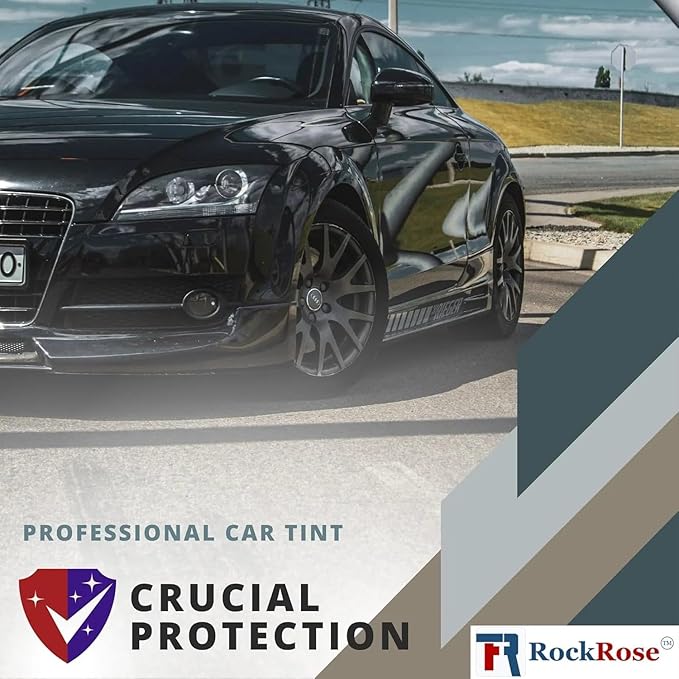 RockRose 5% Car Window Tint 36 in x 100FT 1PLY Carbon Charcoal Privacy Film Heat, UV, and IRR Block Tint for Cars or Home Adhesive Film Easy Shrink, Plotter Friendly Pro Grade