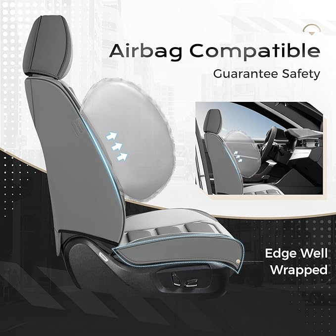Coverado Car Seat Covers Full Set, Seat Covers for Cars, Front Seat Covers and Back Seat Cover Waterproof Leather Automotive 