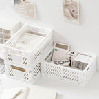 Small Pastel Plastic Storage Bins 2Pcs Foldable Pastel Crates Plastic Basket Colorful Storage Containers Baskets for Classroo