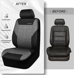 CAR PASS Car Seat Covers Two Front Only for Car, 3D Tyre Print Automotive Interior Covers, Airbag Compatible, Quick Setup Uni