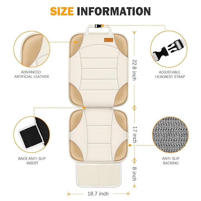 Siivton Car Seat Protector for Child Car Seats, Waterproof 600D Fabric Car Seat Cover, Non-Slip Backing, Thick Padding, Mesh 