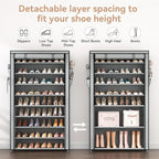 LANTEFUL Shoe Rack with Covers 10 Tier Tall Shoe Rack Organizer Large Capacity Shoe Shelf Storage 40 Pairs Space Saving Free 