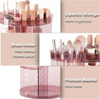 Jiavarry 360 Rotating Makeup Organizer with Lipstick Slots, 8 Adjustable Layers Spinning Skincare Organizers, Large Capacity 
