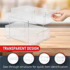 Masirs 2-Tier Clear Pull-Out Drawer Organizer - Sleek, Compact & Sturdy Makeup and Closet Organizer - Easy Assembly Kitchen S