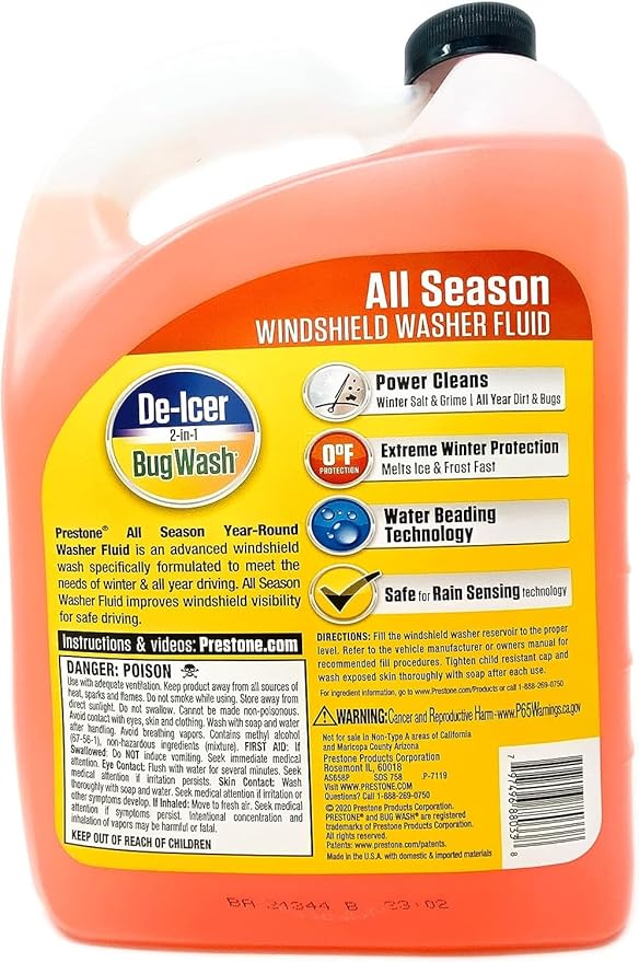 Prestone AS658P All Season 3-in-1 Year Round Windshield Washer Fluid