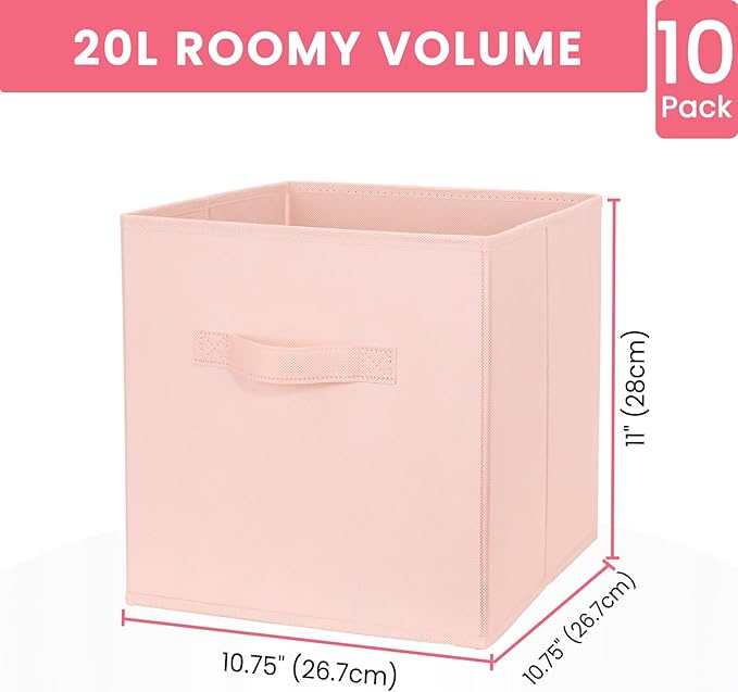 Criusia Storage Cubes- 11 Inch Cube Storage Bins for Organizing Shelves - Nursery Closet Organization Bins for Clothes Blanke