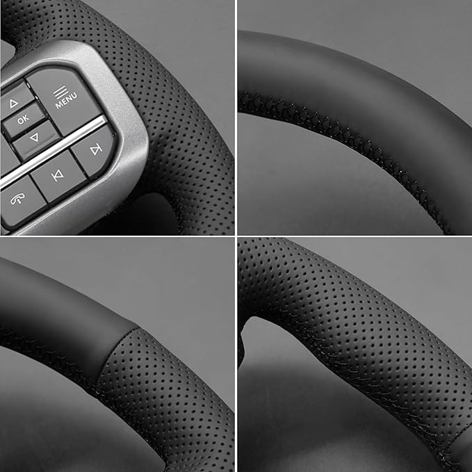 MEWANT Steering Wheel Covers for Ford F-150 2021-2025 / F-150 Lightning 2022-2025 Hand-Stitched F150 Steering Wheel Wrap