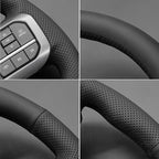 MEWANT Steering Wheel Covers for Ford F-150 2021-2025 / F-150 Lightning 2022-2025 Hand-Stitched F150 Steering Wheel Wrap