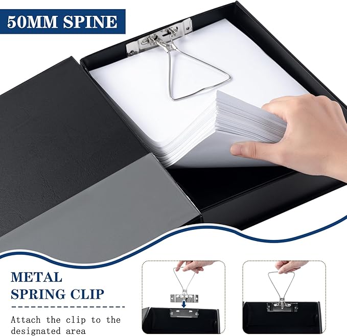 Storage File Boxes 6 Pack, Foldable File Boxes with Lid, 50mm Spine, Archives Cases with Magnetic Closure & Clip, Plastic Doc