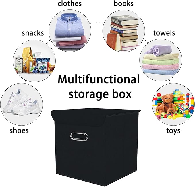 Closet Organizers Fabric Storage Bins With Lids Collapsible Cube Storage Organizer Basket With Handles,Storage Boxes for Clot