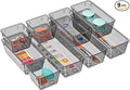 WOWBOX 9 Pack Clear Drawer Organizer Set, Acrylic Drawer Storage Trays, Storage Bins for Makeup, Cosmetics, Jewelries, Utensi