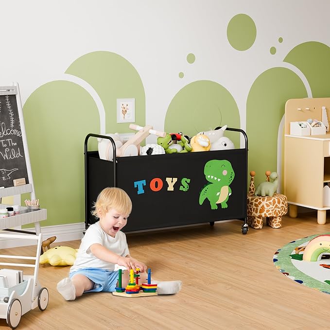 GRANNY SAYS Toy Box for Boys Girls, Large Toy Chest Storage with Wheels, Metal Kids Toy Storage Organizer for Stuffed Animals