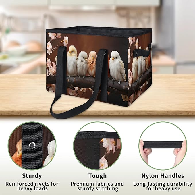 Reusable Grocery Bags Heavy Duty Shopping Bags Foldable Large Tote Bags with Long Handles & Hard Bottom