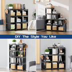 Mavivegue Book Shelf, 9 Cube Storage Organizer, DIY Bookcase, Metal Cube Bookshelf, Tall Book case for Bedroom, Living Room,O