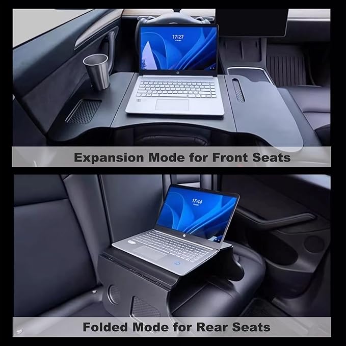 Foldable Car Tray for Tesla Model Y Model 3 S X Y Juniper, Upgraded Car Desk for Dining, in-Car Work, Travel and Outdoor
