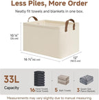 StorageWorks Storage Bins, Shelves Baskets for Organizing, Large Fabric Closet Organizers with Handles, Metal Frame, Beige-Te