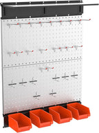 TORACK Metal Pegboard with Accessoreis for Garage Wall, Tool Organizer Pegboard with Hooks, Wall Mounted Bins/Shelf, Tool Sto