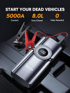 TREKURE Portable Car Jump Starter with Air Compressor, 150PSI 5000A Car Battery Jump Starter Battery Pack (9L Gas/8L