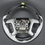 MEWANT Hand Stitch Steering Wheel Cover for Chevy Silverado 1500 Avalanche Black White Faux Leather Steering Wheel Wrap