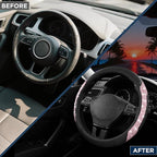 PIC AUTO Steering Wheel Cover, Pink Sparkly Crystal Bling Glitter with Leather, Universal Fit 14.5"-15.5" Car Steering Wheels