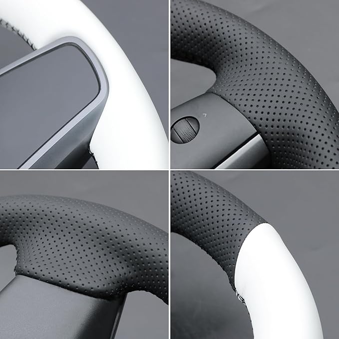 MEWANT Hand Stitched Steering Wheel Cover for Tesla Model 3 2017-2023 / Model Y 2020-2023 for Tesla Model 3/Y Accessories