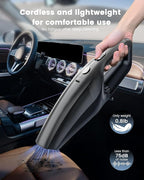 Handheld Vacuum Cordless, Car Vacuums Powerful with Rechargeable Battery, Portable Hand Held Vacuum Cordless with Washable HE