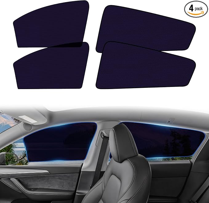 XCBYT Side Window Sunshade for Tesla Model Y 2020–2024 | Rear & Front Static Cling Side Window Covers, Semi-Transparent Privacy & UV Protection | Not for 2025–2026 Model Y Juniper
